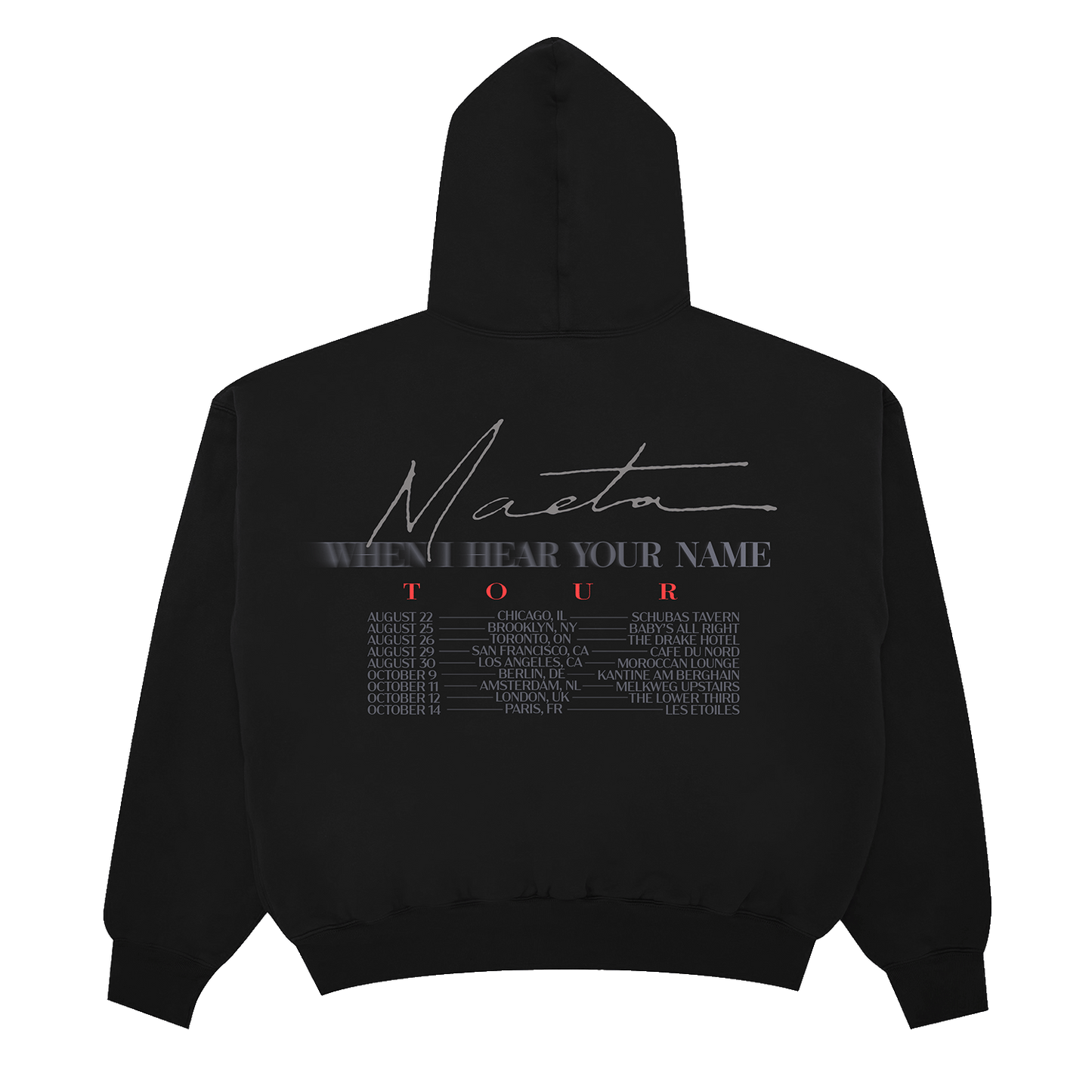 Maeta Sunset & Tour Date Black Hoodie
